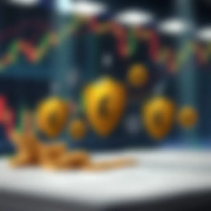 Illustration showing risk management concepts with currency symbols and protective shields