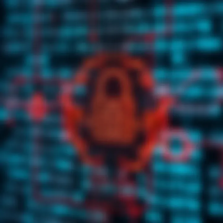 Visual representation of secure digital access using binary code and encryption symbols