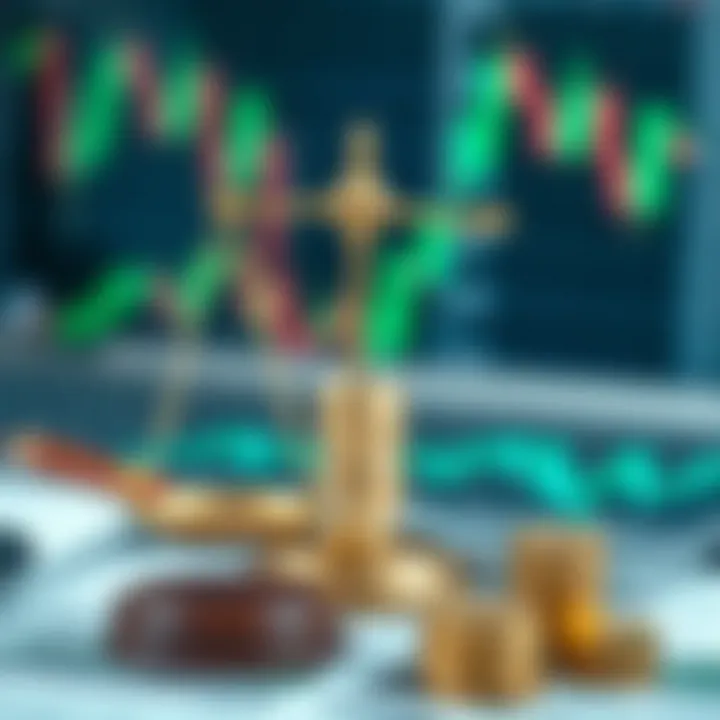 Conceptual representation of legal scales and financial icons symbolizing regulation in Kenyan trading