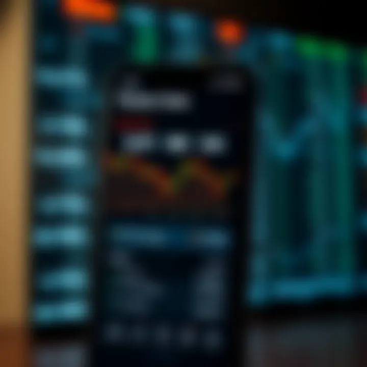 User interface displaying currency exchange rates and trading options on a mobile forex application