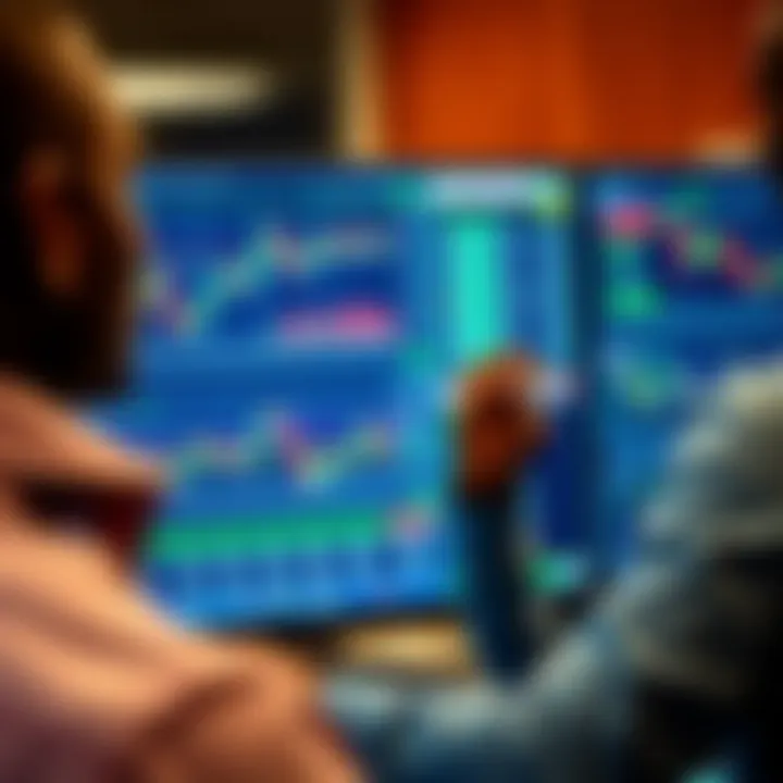 Kenyan trader comparing forex brokers on a digital screen with charts and data