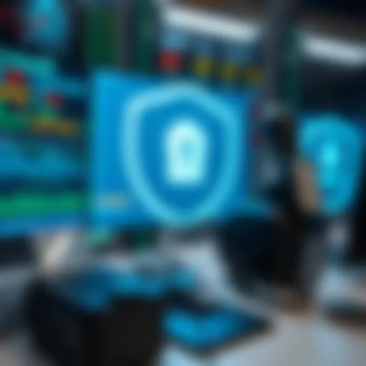 Visual representation of cybersecurity tools protecting against malicious bot binary attacks