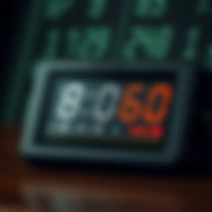 Illustration of a digital binary to decimal converter device displaying numerical output