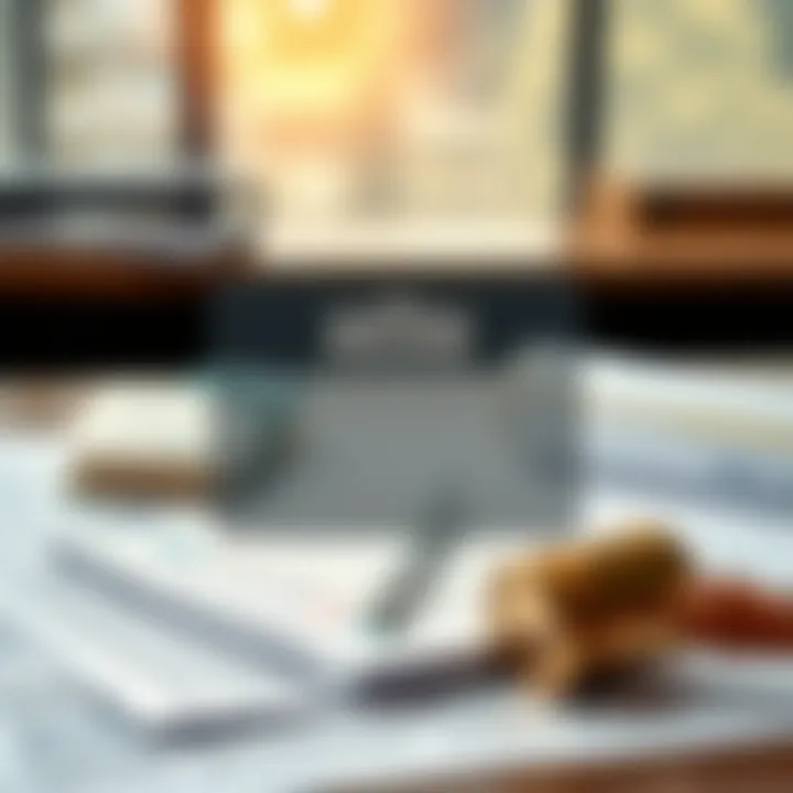 Illustration of banking regulatory framework with documents and compliance symbols