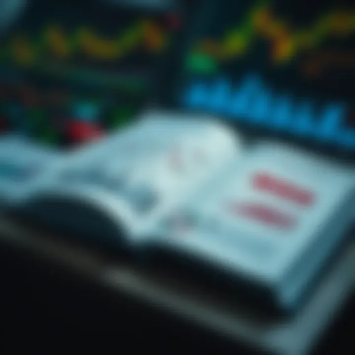 Open book with charts and graphs depicting forex market trends and risk management techniques