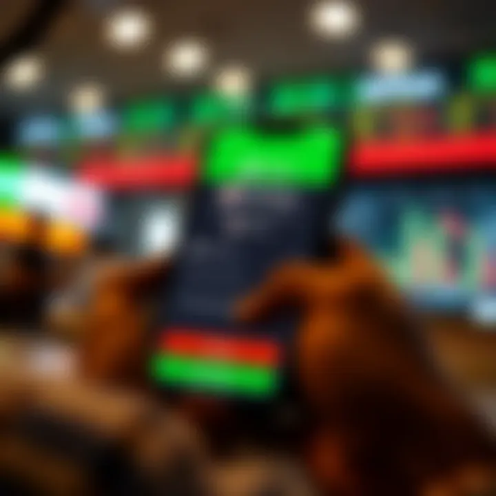 Mobile phone displaying M-Pesa payment option integrated into a forex trading app