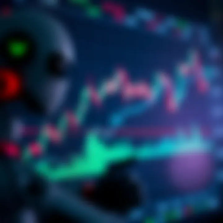 Graph showing automated forex trading bot executing trades on currency market charts