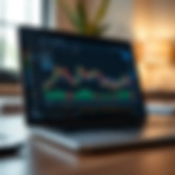 Digital trading chart displaying forex currency pairs performance on a laptop screen