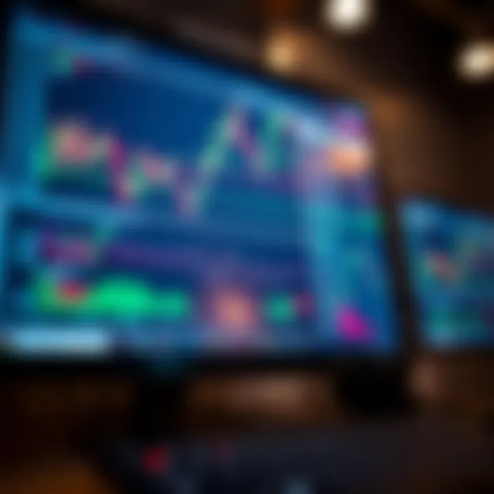 Forex Trading Interface and Market Data Visualization Computer screen showing forex trading interface with market data and financial graphs