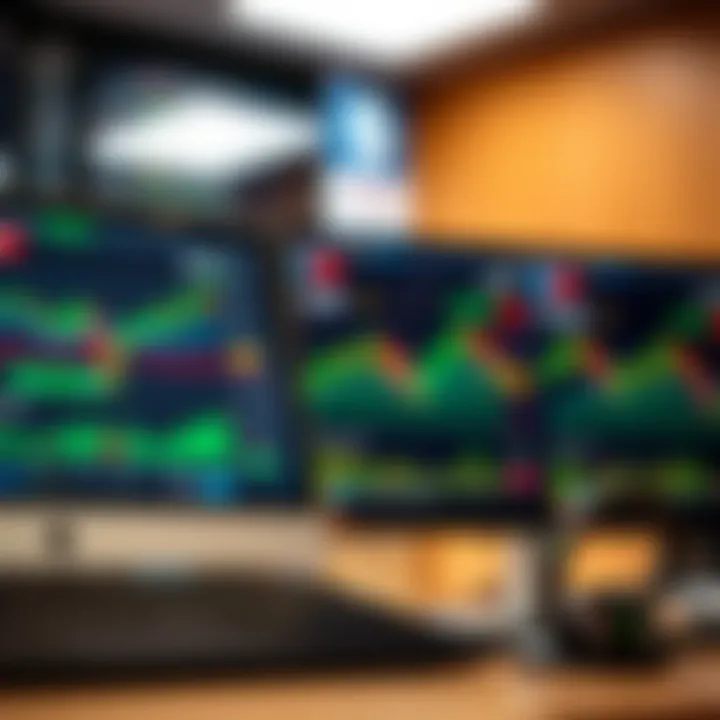 Digital tools and trading platform interface with forex charts and analysis tools