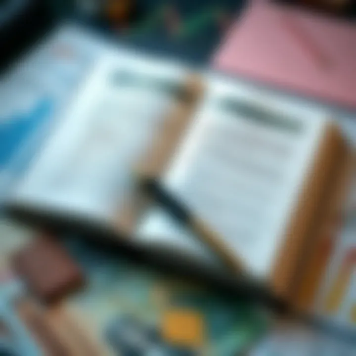 Open book displaying forex trading strategies with a pen placed on financial graphs and Kenyan currency notes