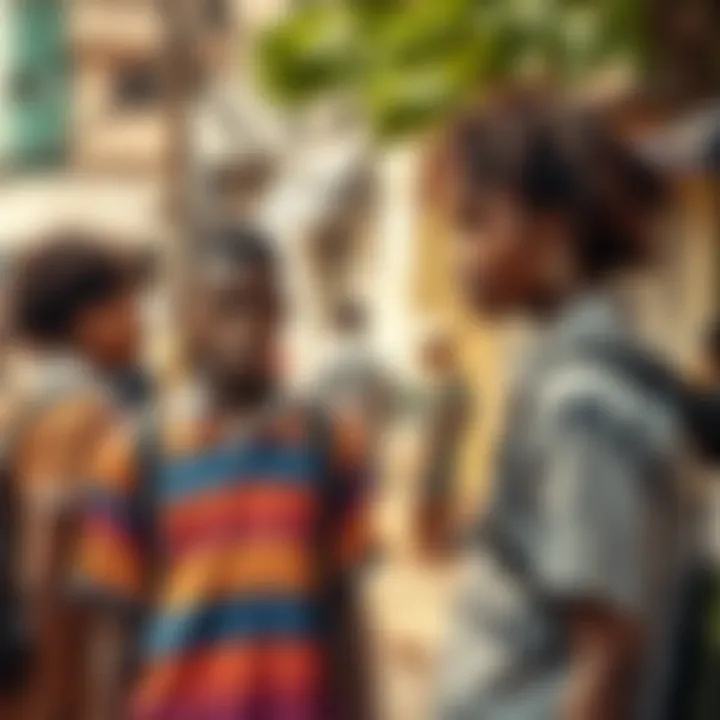 Kenyan urban setting with diverse individuals expressing unique gender identities in everyday life