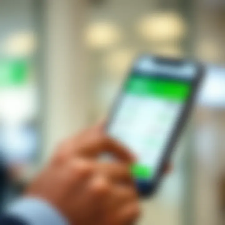 Mobile phone showing mobile money app interface with forex trading transaction