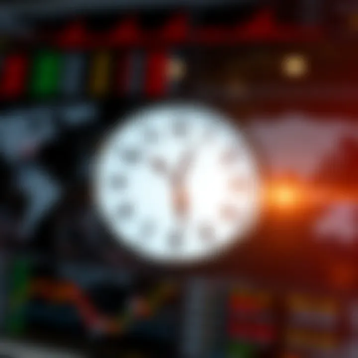 Clock overlay with global financial markets indicating optimal trading times