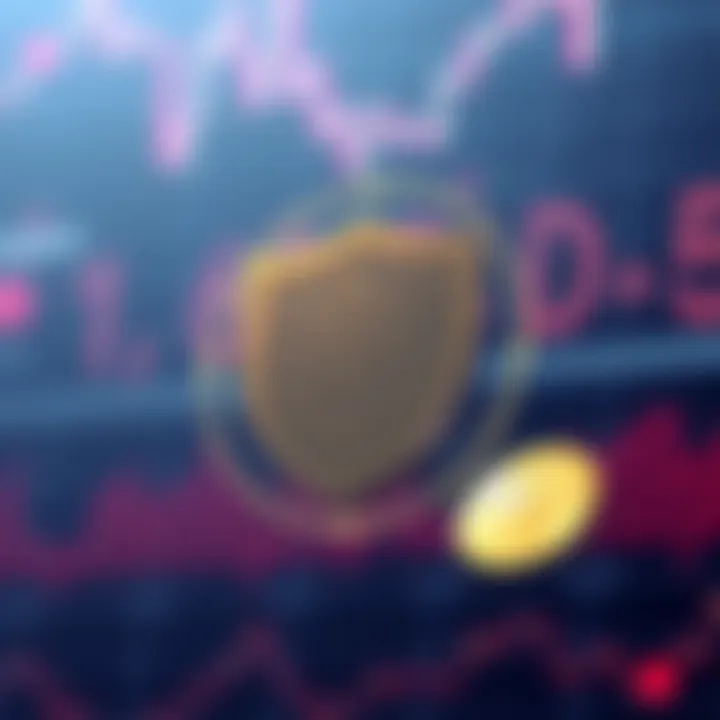 Security symbols representing protection measures for online cryptocurrency trading