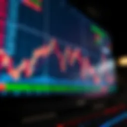 Graph showing currency exchange rate fluctuations on a digital trading platform