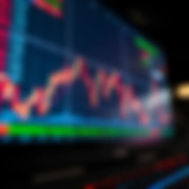 Graph showing currency exchange rate fluctuations on a digital trading platform