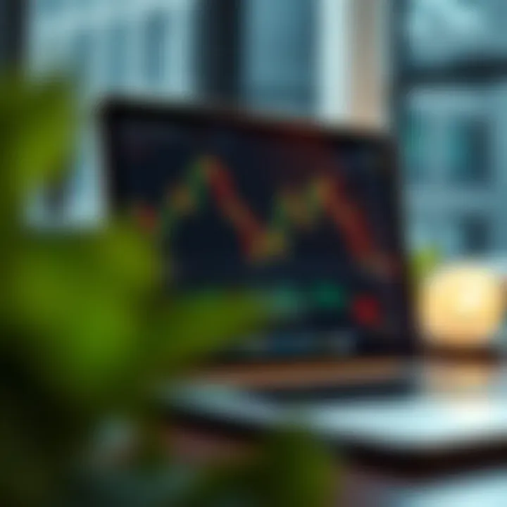 Forex trading screen displaying currency charts and analytics on a laptop