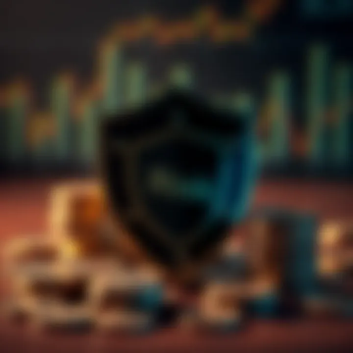 Conceptual illustration of personal finance protection with shield symbol and coins