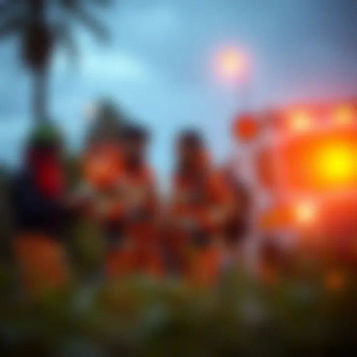 Emergency response team coordinating with community and private sector