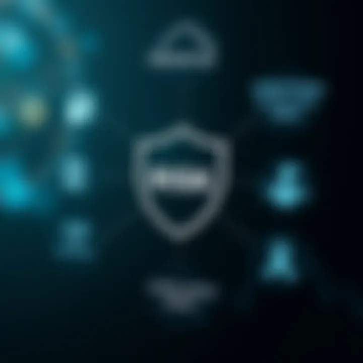 Categories of Risks in Risk Management Illustration showing different categories of risks such as financial, operational, strategic, compliance, and reputational risks represented with icons connected to a central shield symbolizing risk protection
