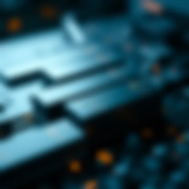 Visual representation of binary blocks facilitating data storage and processing in digital environments