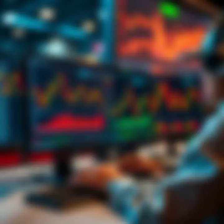 Illustration of automated software analyzing financial charts for binary options trading