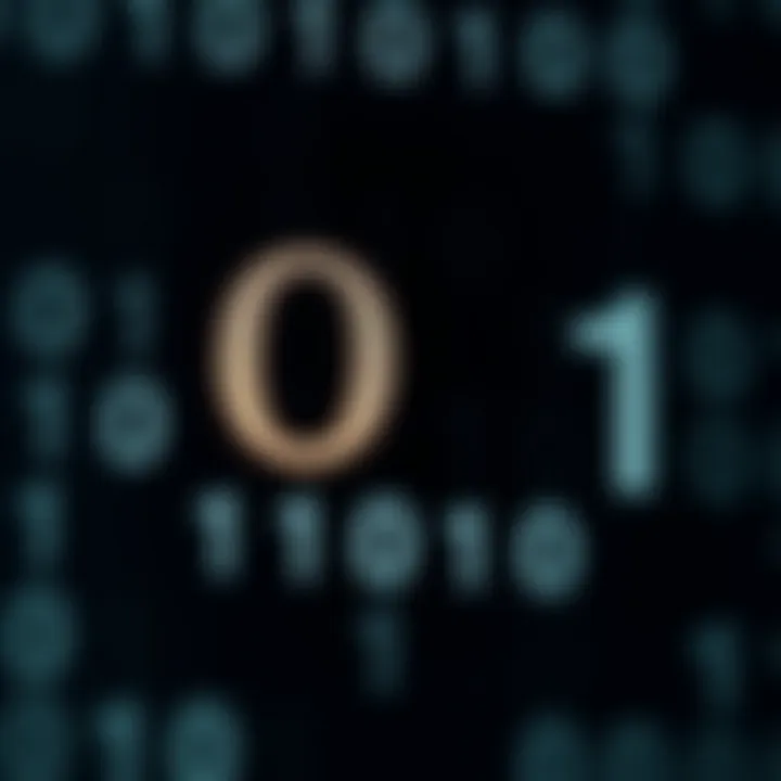 Diagram showing binary digits 0 and 1 contrasted with digits not allowed in the binary system