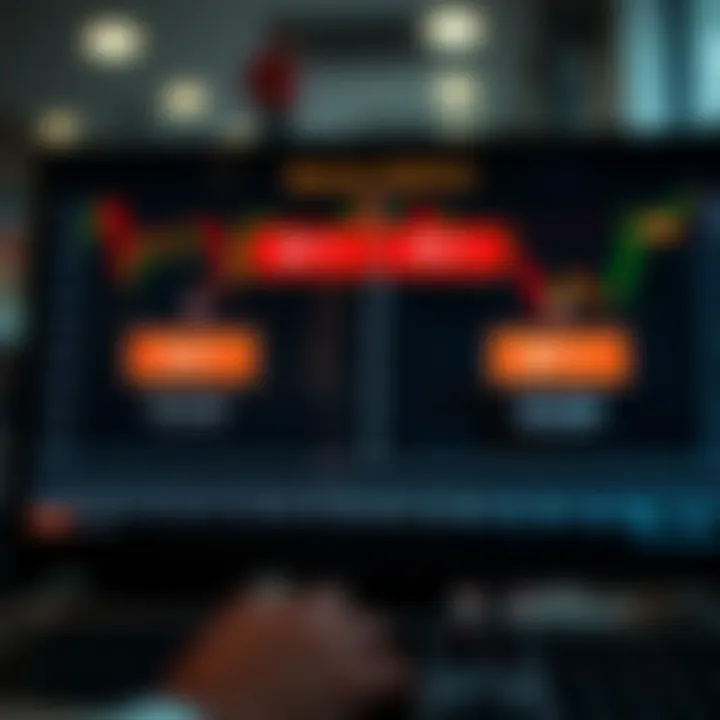 Diagram illustrating the mechanism of binary options trading with call and put options on screen