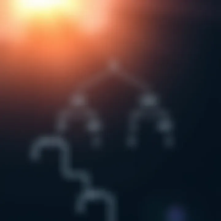 Diagram showing a binary tree structure with nodes connected by branches