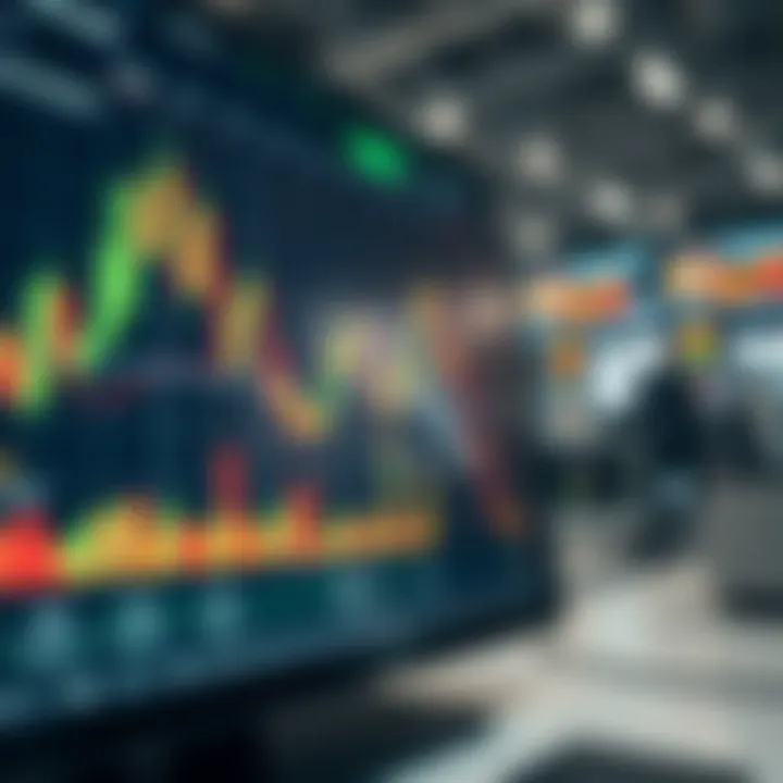 Digital interface showing cryptocurrency exchange platform with price charts and trading options