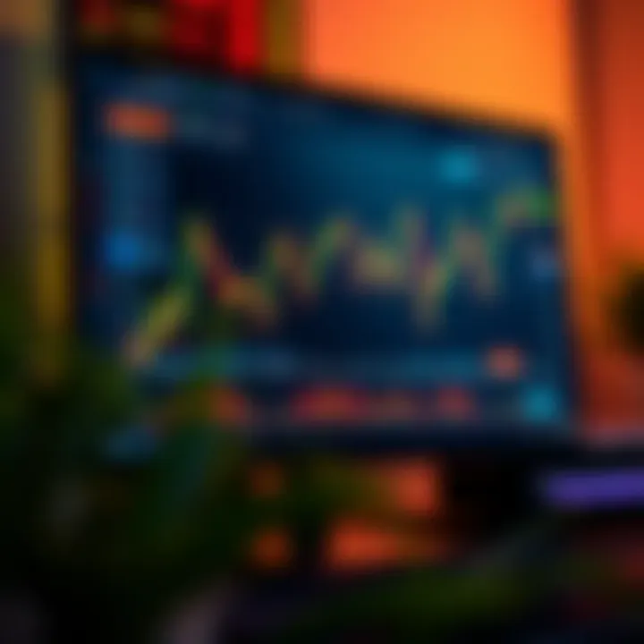 Graph illustrating forex market trends on a computer screen for practice trading