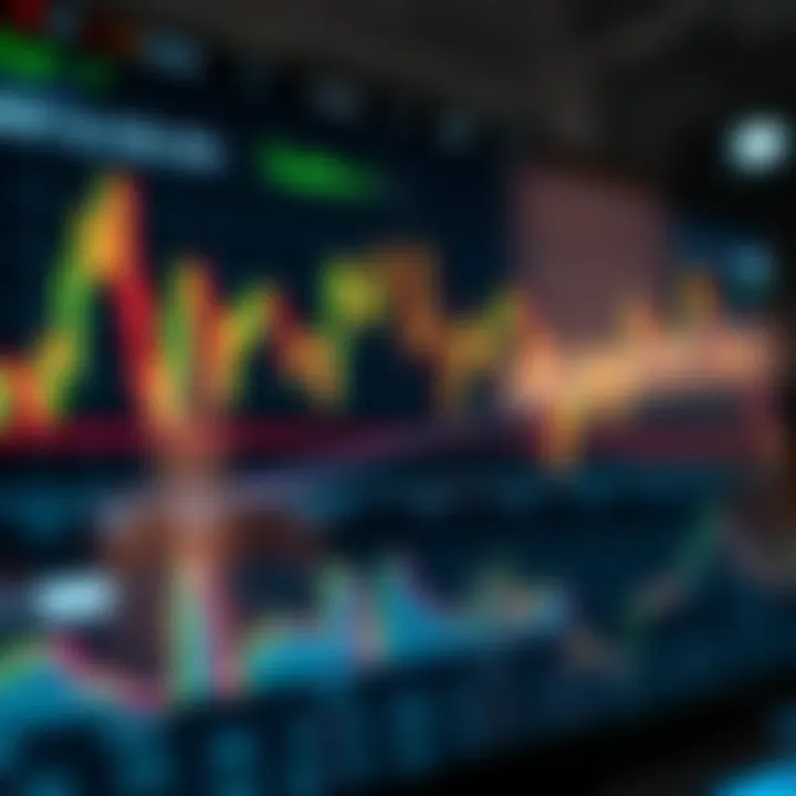 Digital interface showing forex trading platform with currency pairs and charts