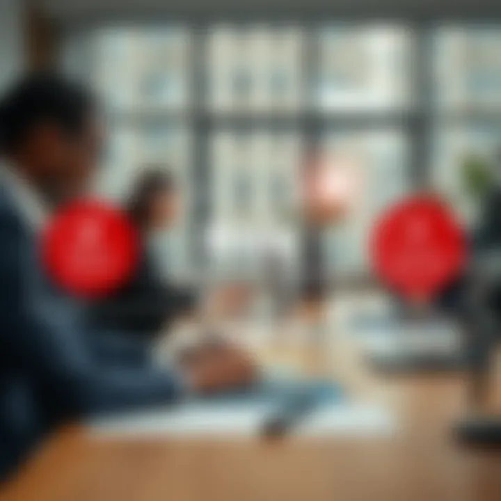 Diagram illustrating stages of identifying and assessing business risks in an office setting
